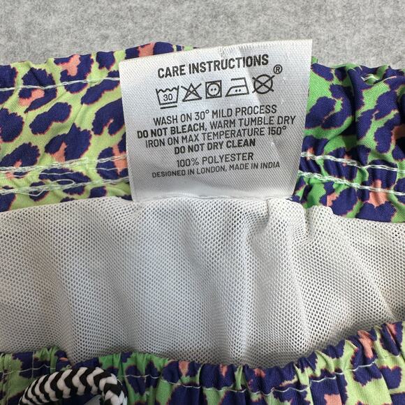 Boardies Apparel Swim Shorts S Green Blue Pink Leopard Print Mesh Lined Stretch - Picture 8 of 8